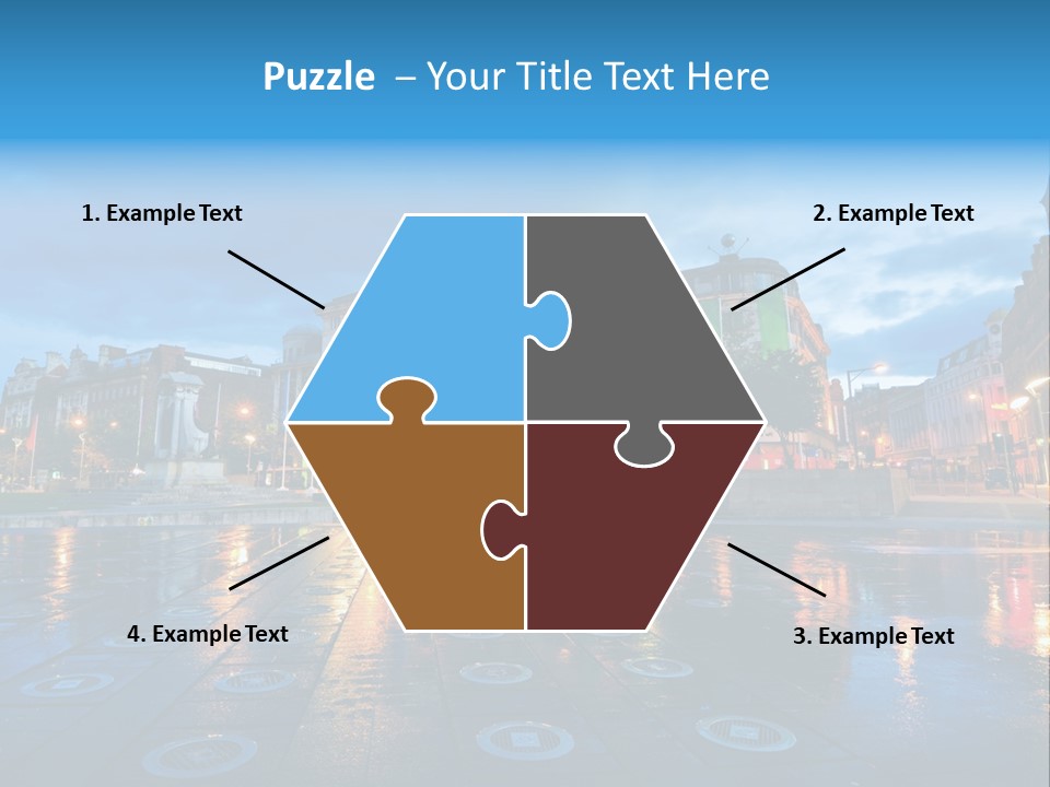 A City Square With A Fountain In The Middle Of It PowerPoint Template