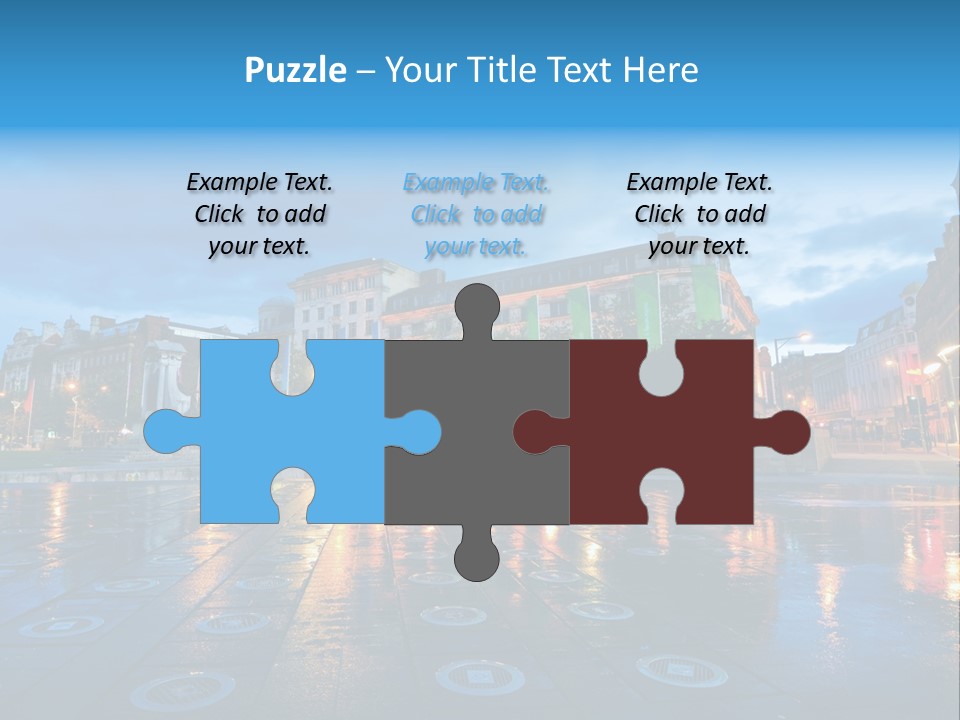 A City Square With A Fountain In The Middle Of It PowerPoint Template