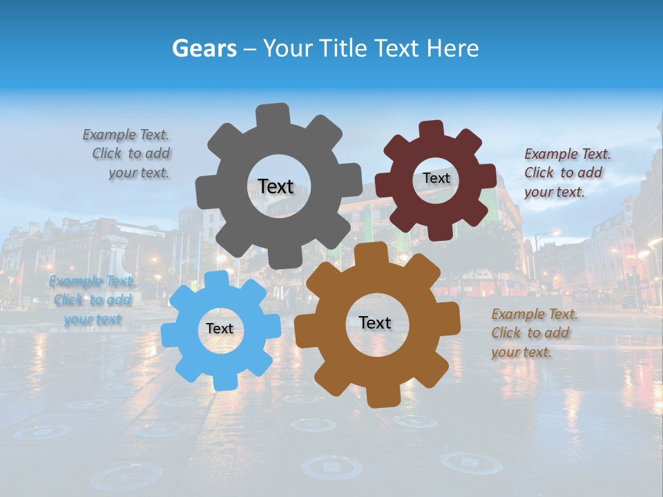 A City Square With A Fountain In The Middle Of It PowerPoint Template