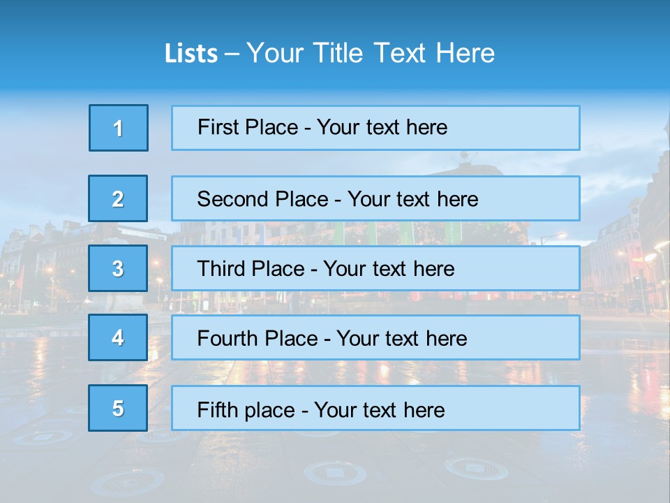 A City Square With A Fountain In The Middle Of It PowerPoint Template