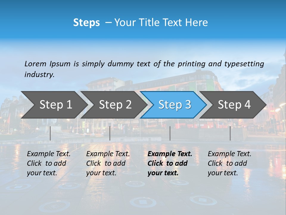 A City Square With A Fountain In The Middle Of It PowerPoint Template