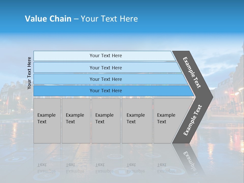 A City Square With A Fountain In The Middle Of It PowerPoint Template