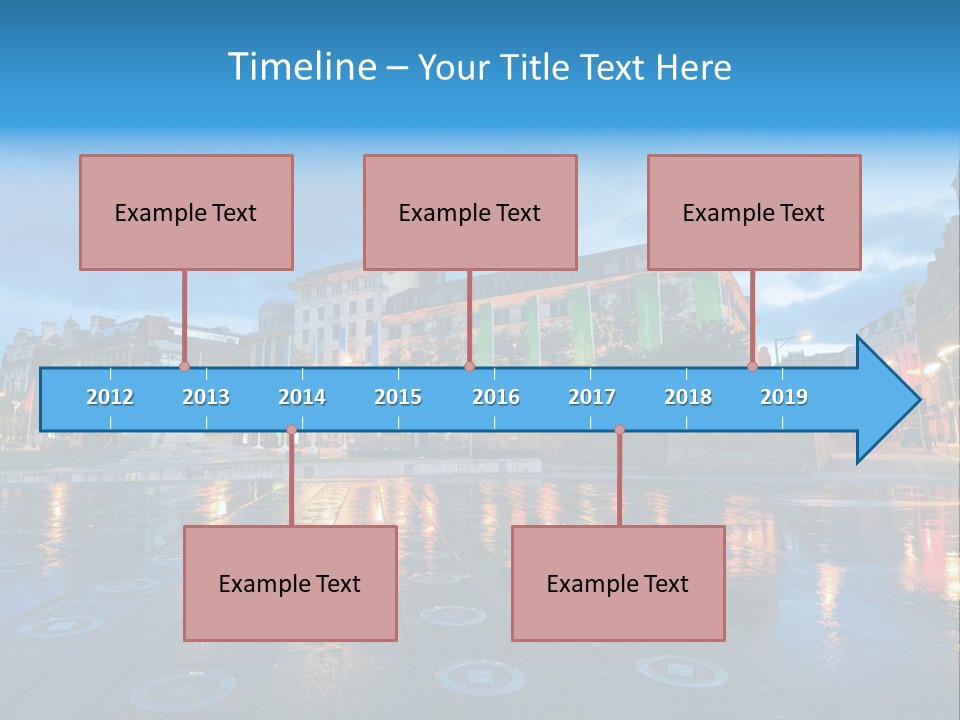 A City Square With A Fountain In The Middle Of It PowerPoint Template