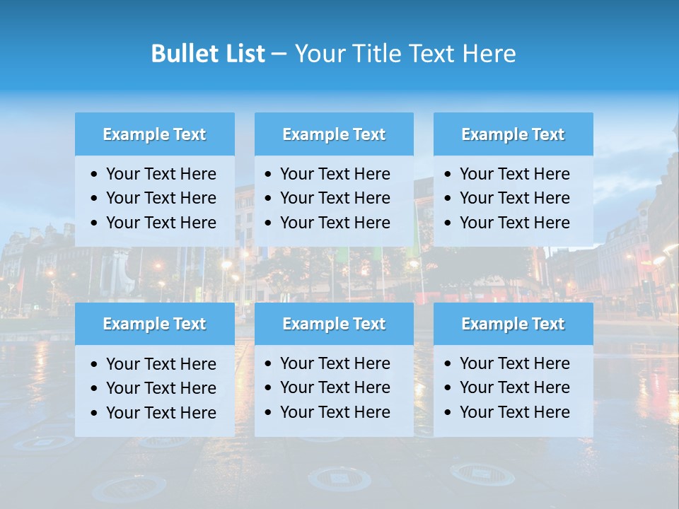 A City Square With A Fountain In The Middle Of It PowerPoint Template