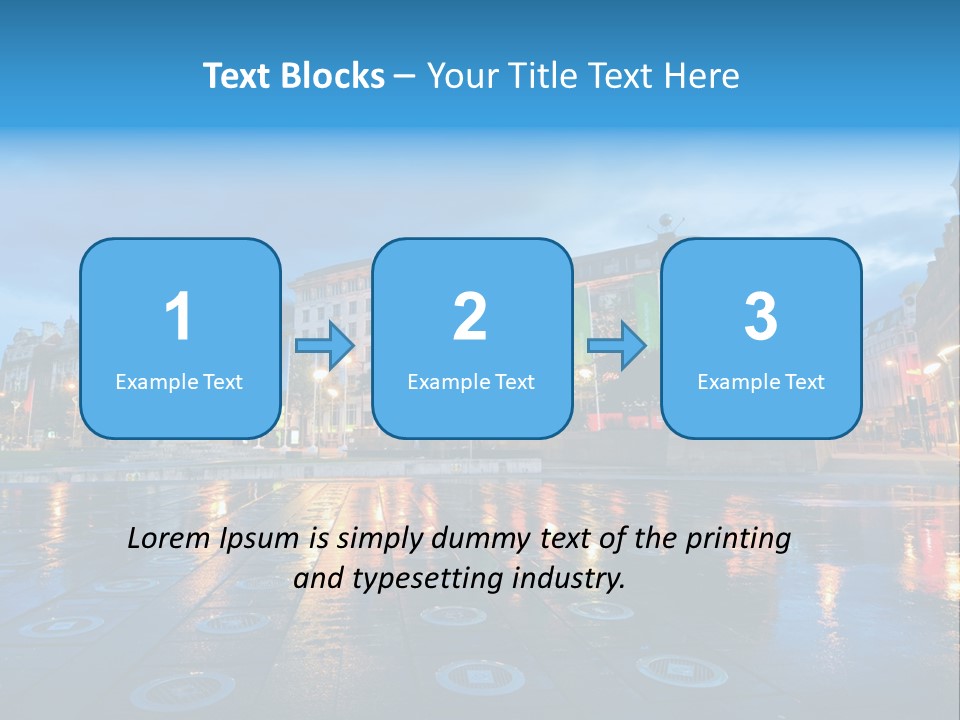 A City Square With A Fountain In The Middle Of It PowerPoint Template