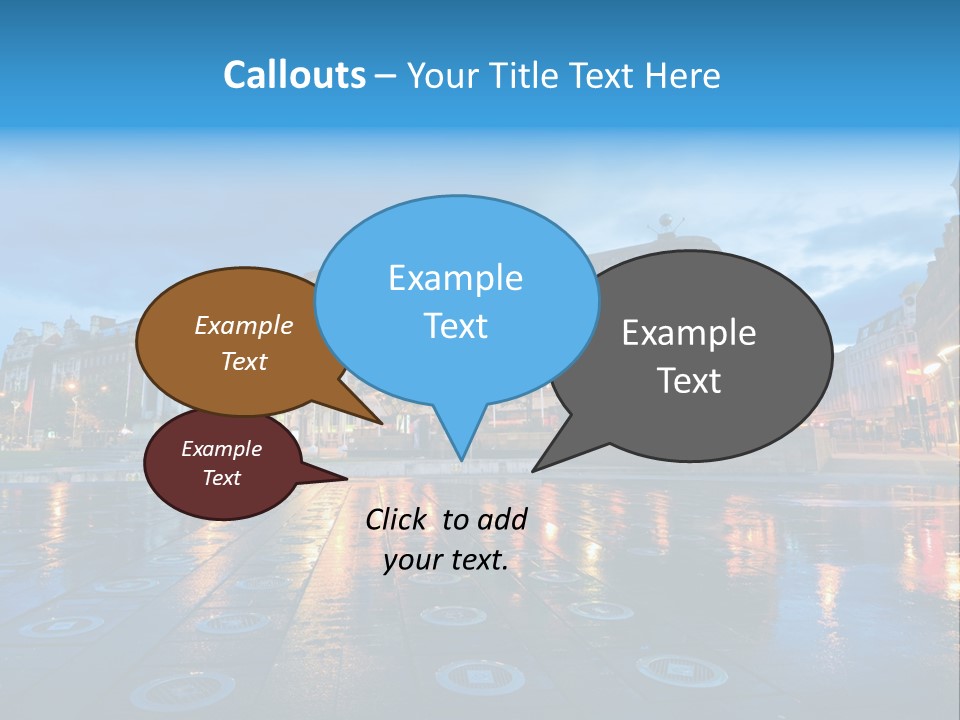 A City Square With A Fountain In The Middle Of It PowerPoint Template