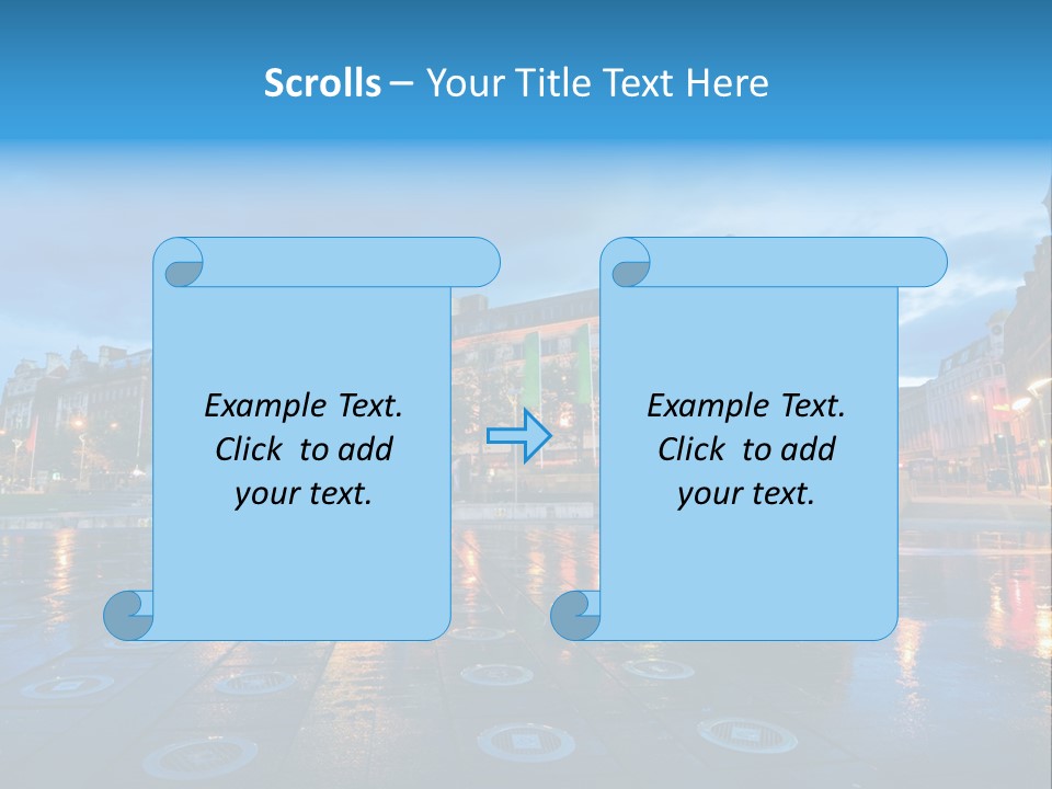 A City Square With A Fountain In The Middle Of It PowerPoint Template