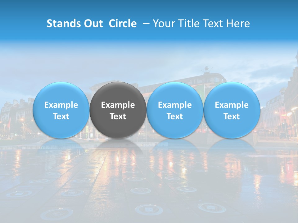 A City Square With A Fountain In The Middle Of It PowerPoint Template