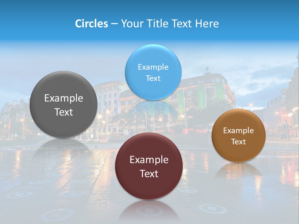 A City Square With A Fountain In The Middle Of It PowerPoint Template