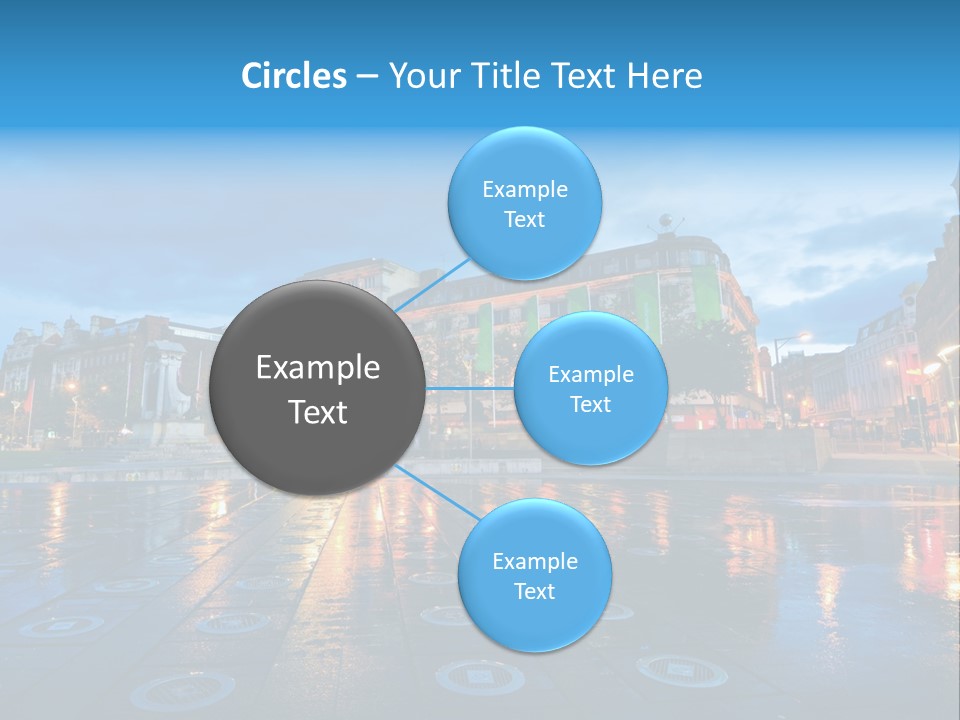 A City Square With A Fountain In The Middle Of It PowerPoint Template