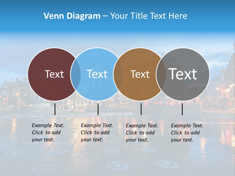A City Square With A Fountain In The Middle Of It PowerPoint Template