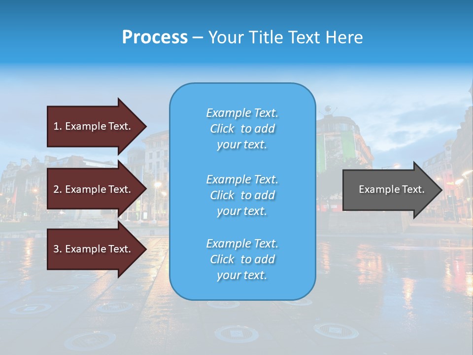 A City Square With A Fountain In The Middle Of It PowerPoint Template