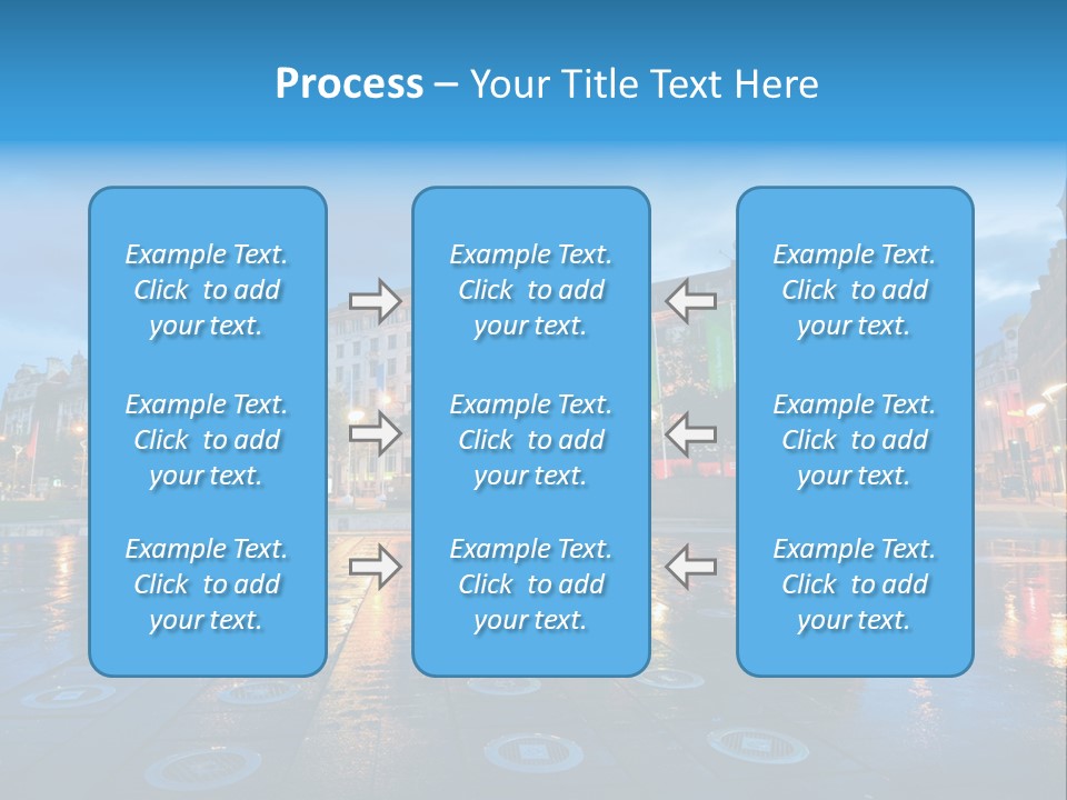 A City Square With A Fountain In The Middle Of It PowerPoint Template