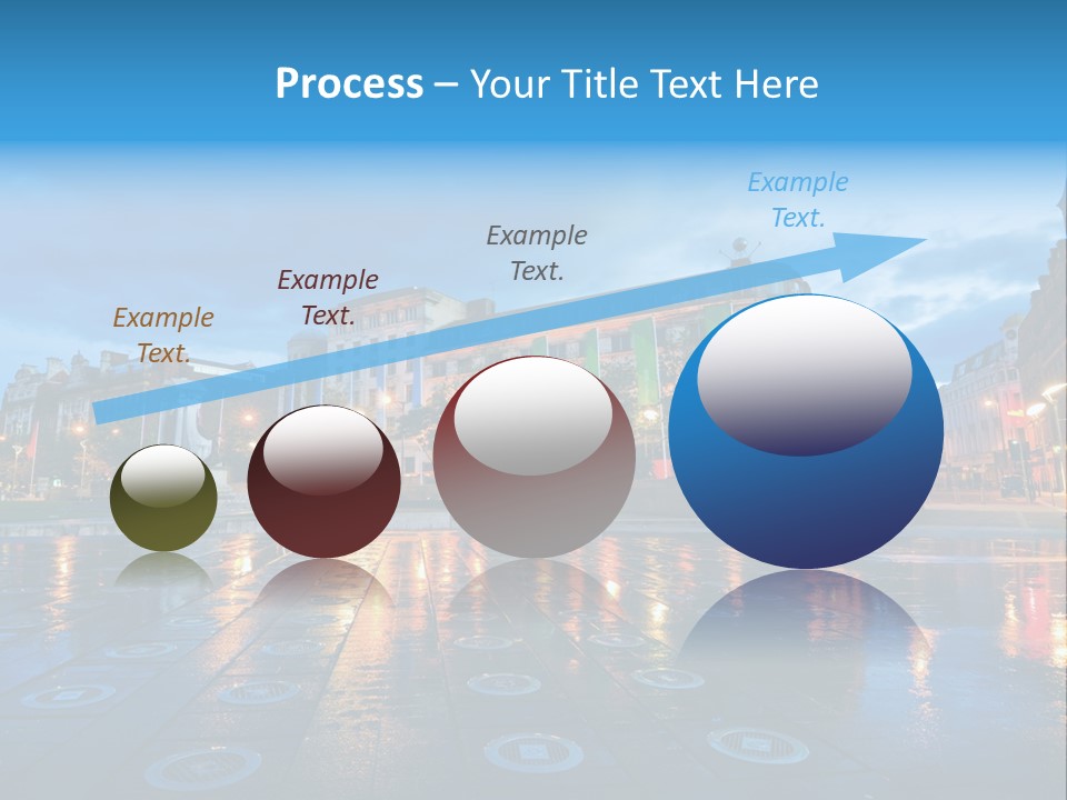 A City Square With A Fountain In The Middle Of It PowerPoint Template