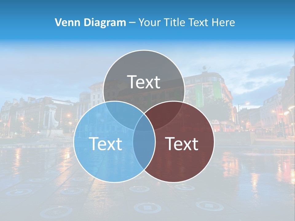 A City Square With A Fountain In The Middle Of It PowerPoint Template