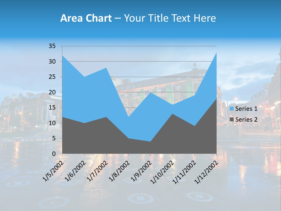 A City Square With A Fountain In The Middle Of It PowerPoint Template