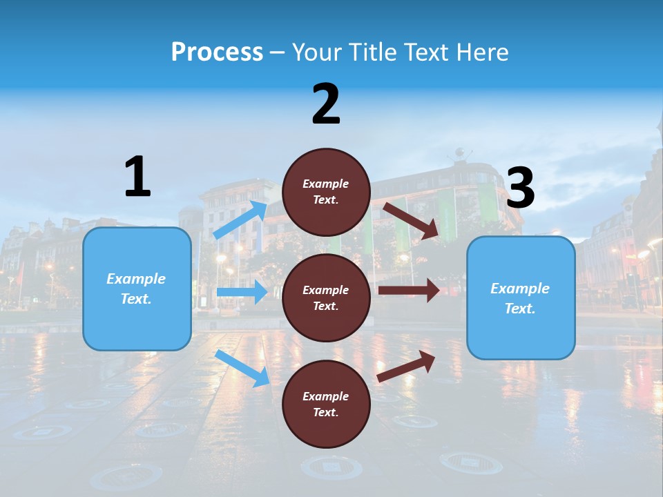 A City Square With A Fountain In The Middle Of It PowerPoint Template