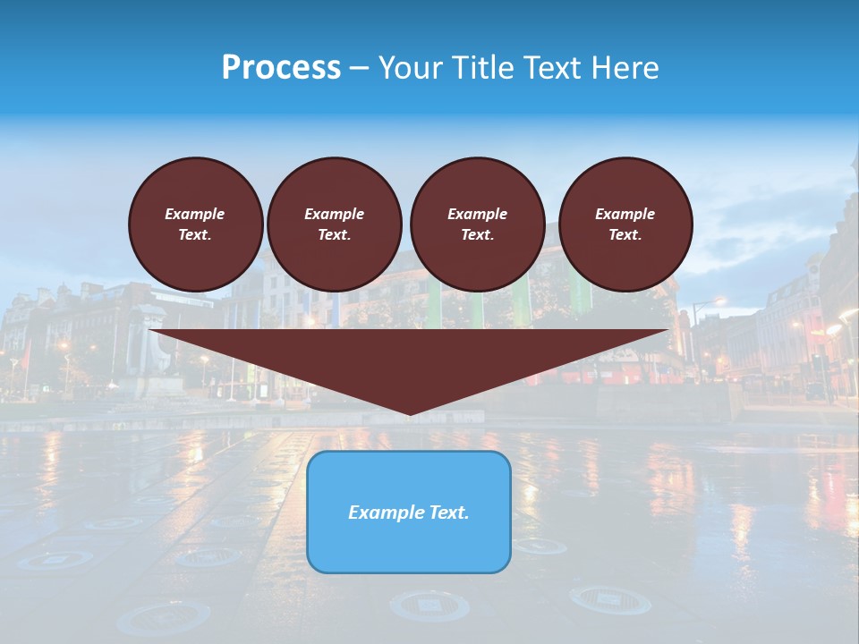 A City Square With A Fountain In The Middle Of It PowerPoint Template