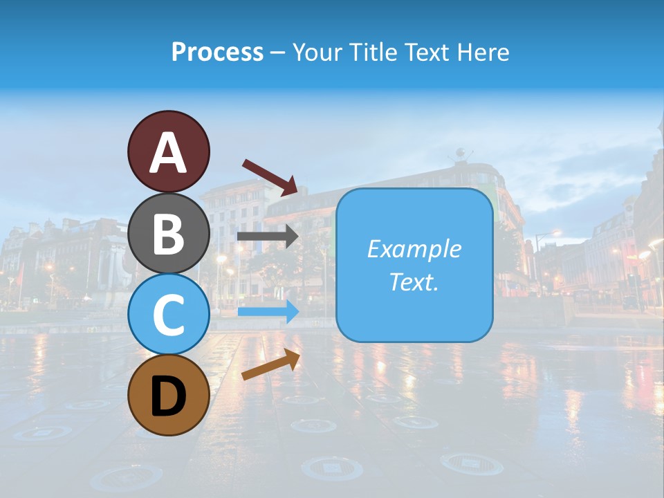 A City Square With A Fountain In The Middle Of It PowerPoint Template
