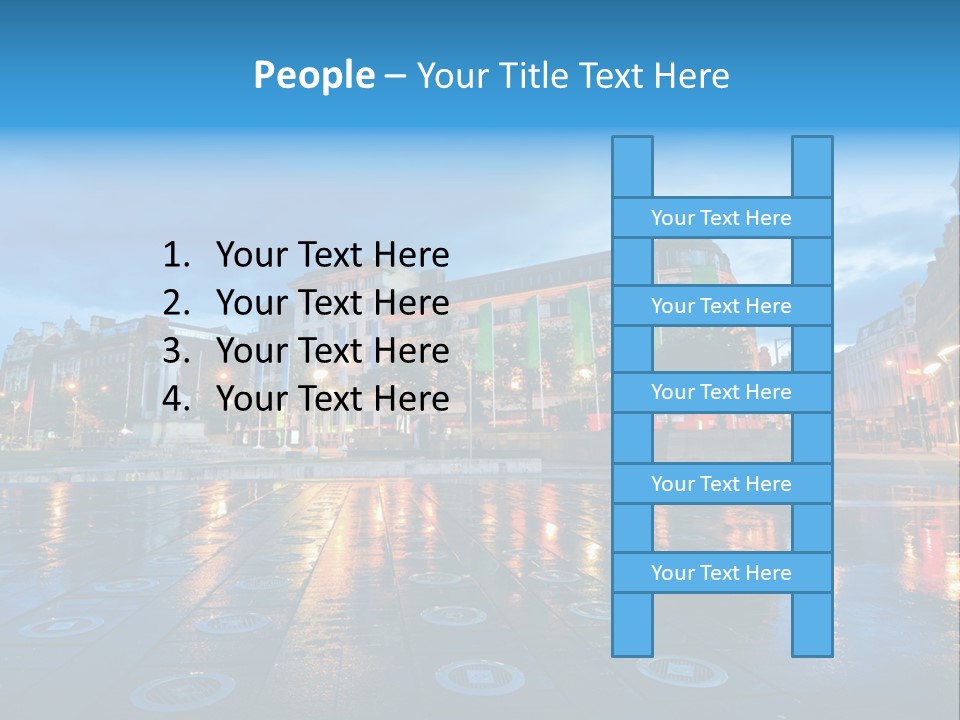 A City Square With A Fountain In The Middle Of It PowerPoint Template