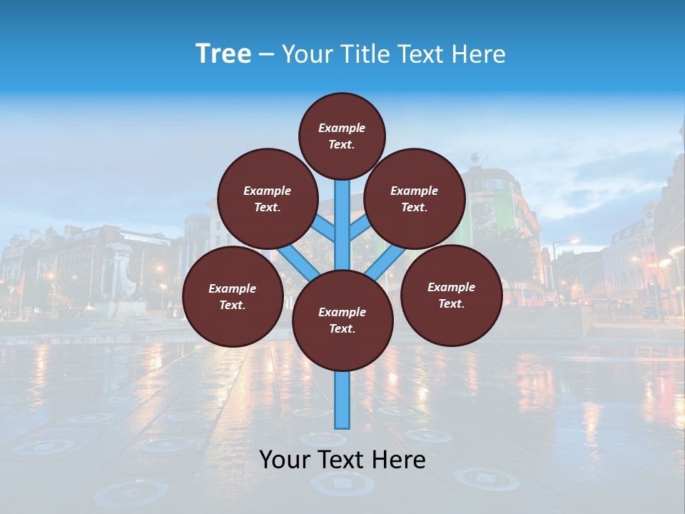 A City Square With A Fountain In The Middle Of It PowerPoint Template