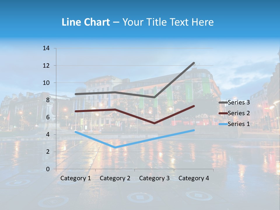 A City Square With A Fountain In The Middle Of It PowerPoint Template