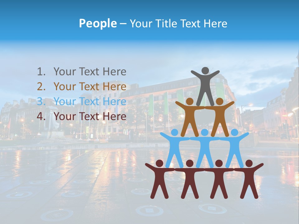 A City Square With A Fountain In The Middle Of It PowerPoint Template