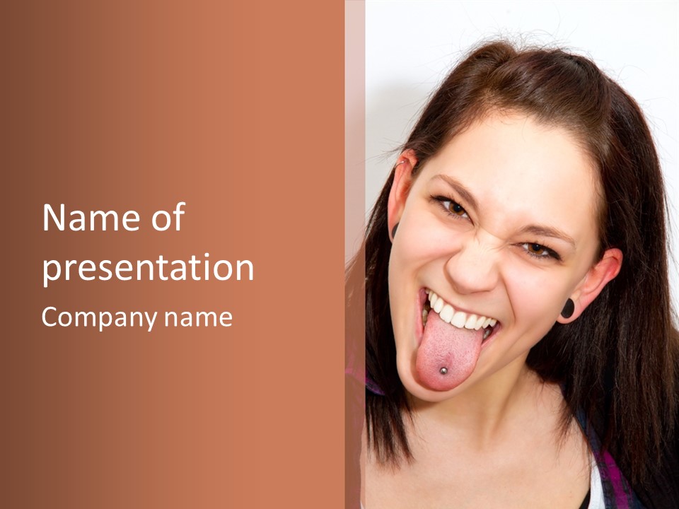 Anger Woman Tongue Out PowerPoint Template