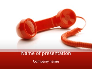 A Red Telephone On A White Surface With A Red Cord PowerPoint Template
