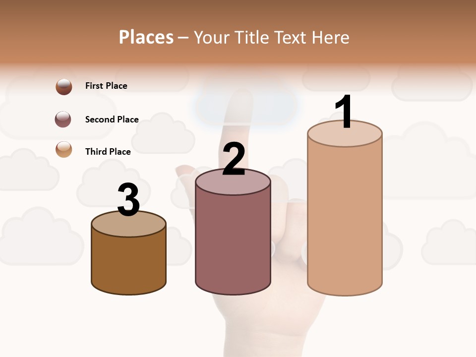 A Hand Pressing A Button On A Cloud Background PowerPoint Template