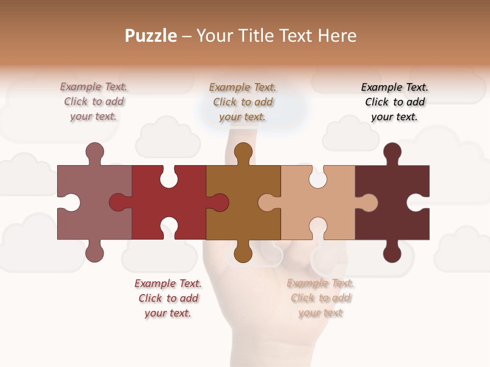 A Hand Pressing A Button On A Cloud Background PowerPoint Template