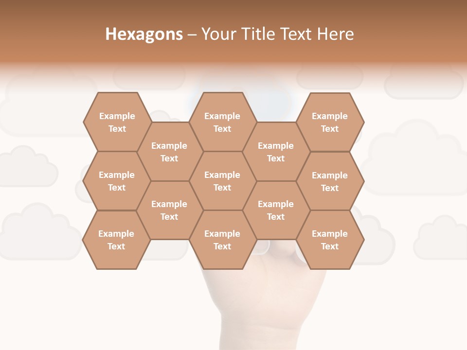 A Hand Pressing A Button On A Cloud Background PowerPoint Template