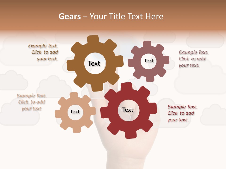 A Hand Pressing A Button On A Cloud Background PowerPoint Template