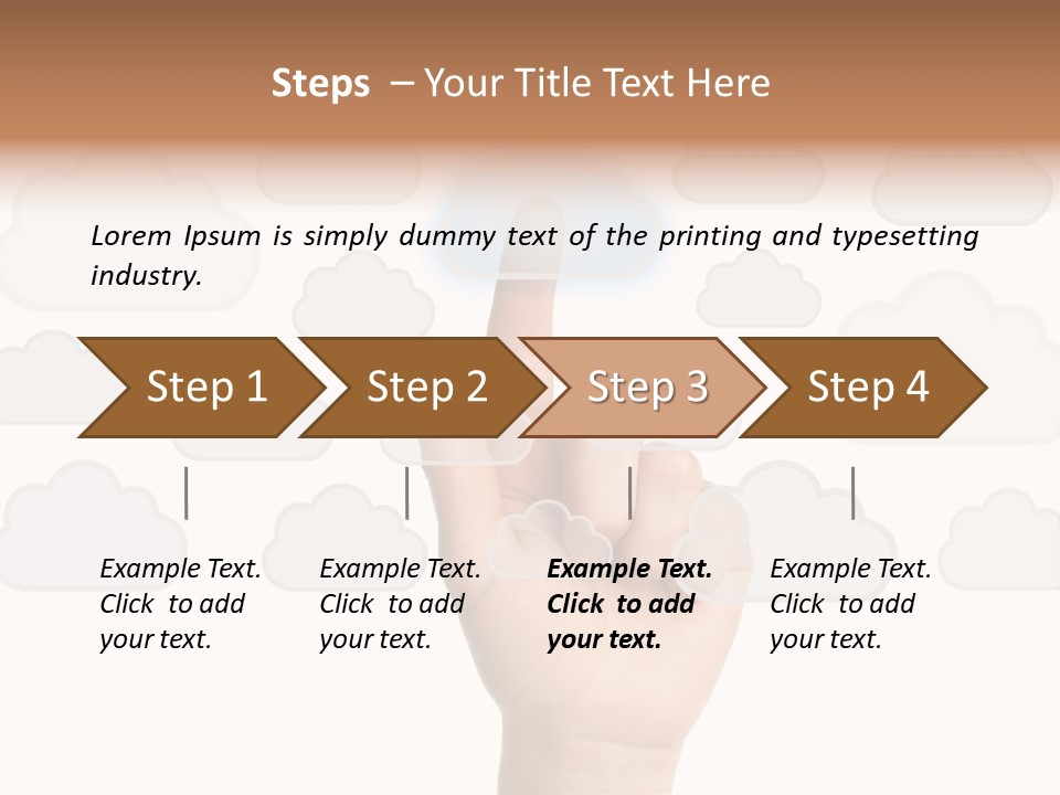 A Hand Pressing A Button On A Cloud Background PowerPoint Template