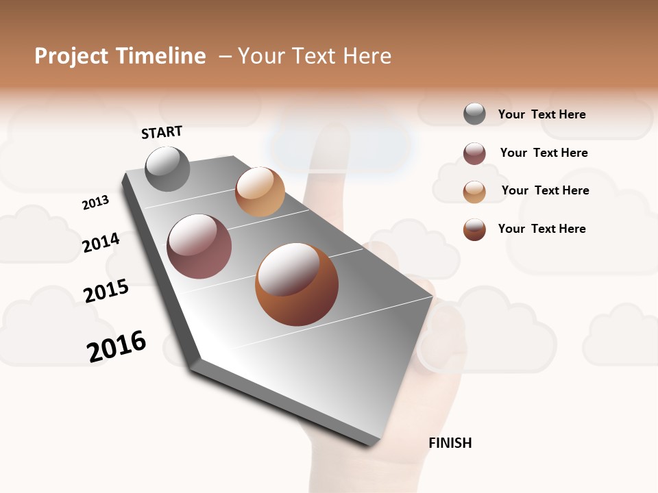 A Hand Pressing A Button On A Cloud Background PowerPoint Template