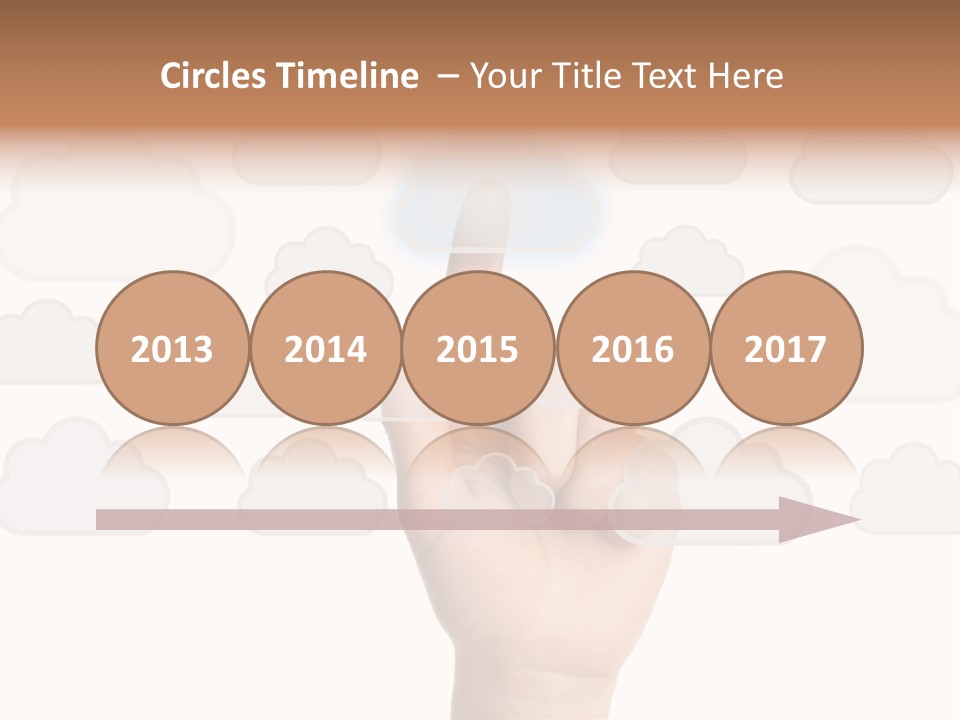 A Hand Pressing A Button On A Cloud Background PowerPoint Template