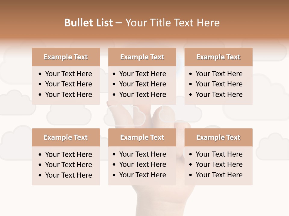 A Hand Pressing A Button On A Cloud Background PowerPoint Template