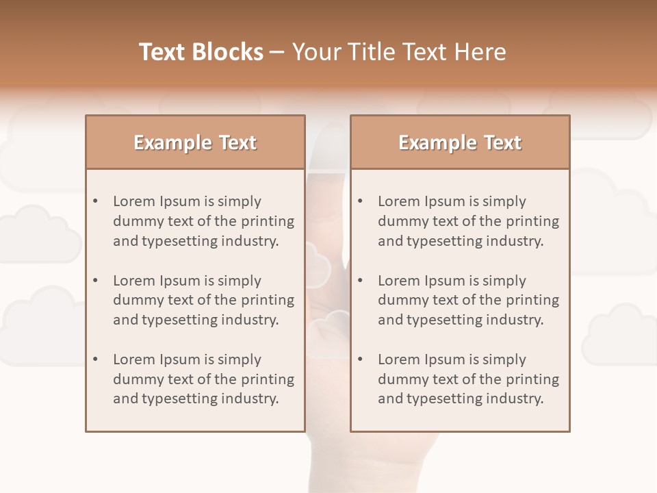 A Hand Pressing A Button On A Cloud Background PowerPoint Template