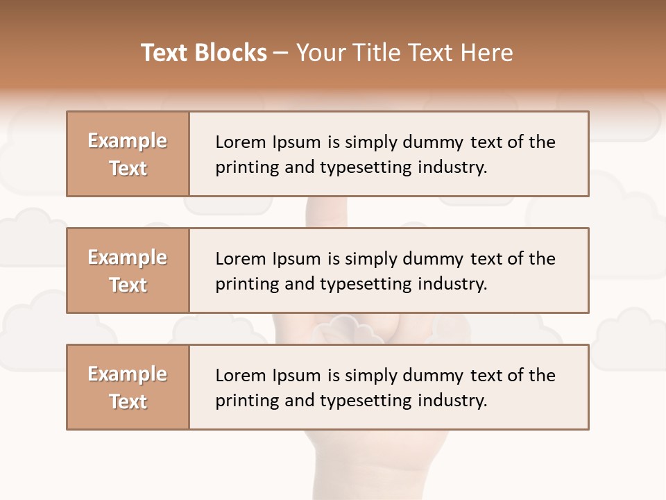A Hand Pressing A Button On A Cloud Background PowerPoint Template