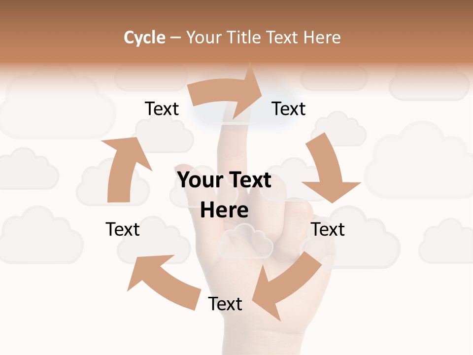 A Hand Pressing A Button On A Cloud Background PowerPoint Template