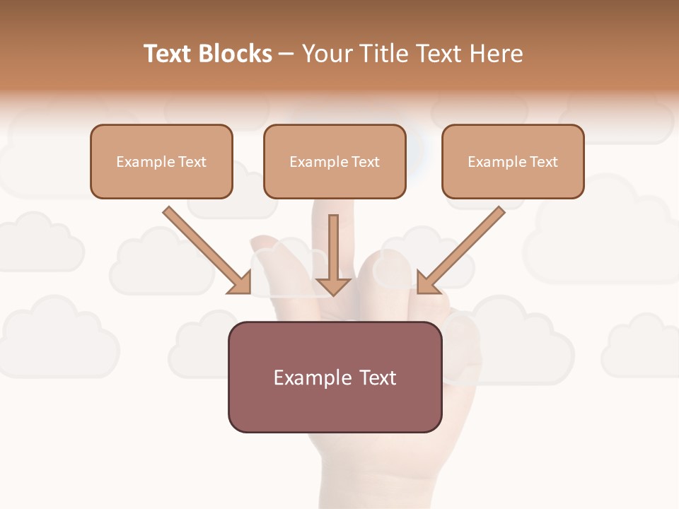 A Hand Pressing A Button On A Cloud Background PowerPoint Template