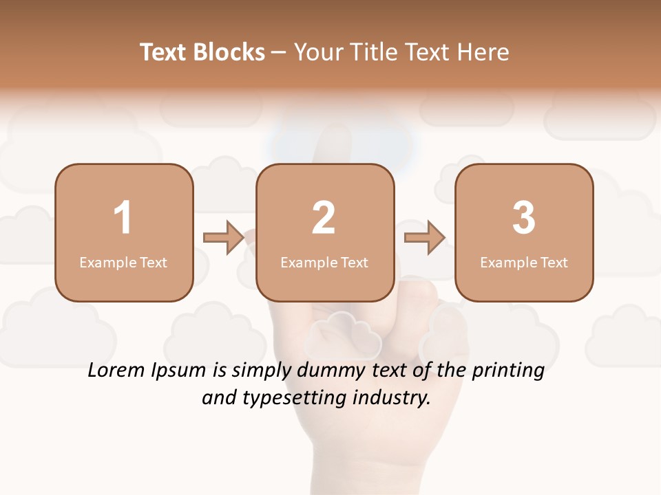 A Hand Pressing A Button On A Cloud Background PowerPoint Template