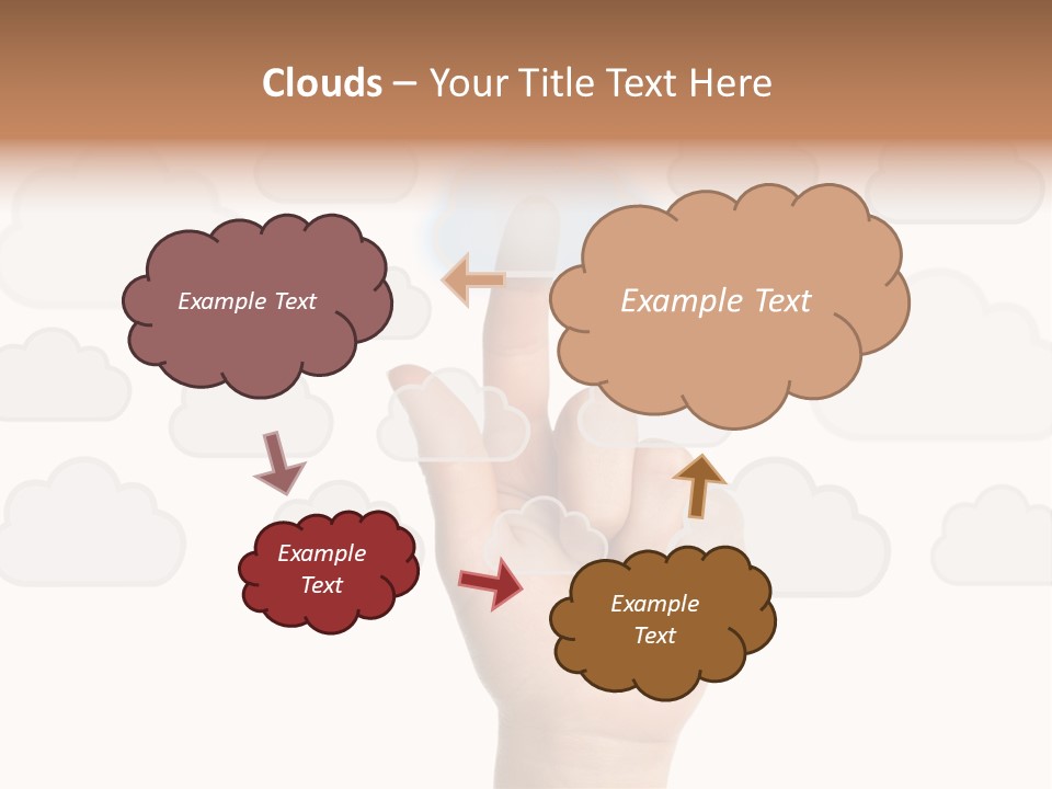 A Hand Pressing A Button On A Cloud Background PowerPoint Template