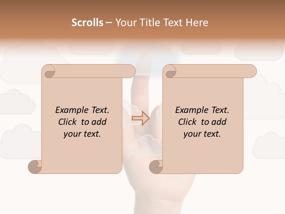 A Hand Pressing A Button On A Cloud Background PowerPoint Template
