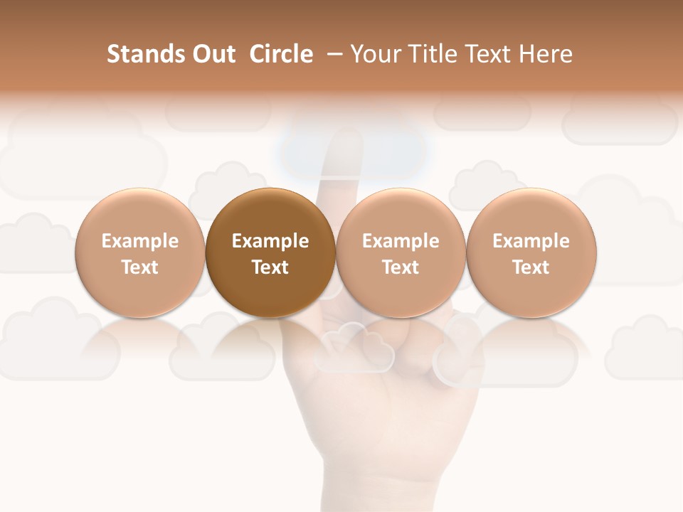 A Hand Pressing A Button On A Cloud Background PowerPoint Template