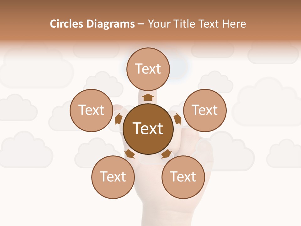 A Hand Pressing A Button On A Cloud Background PowerPoint Template