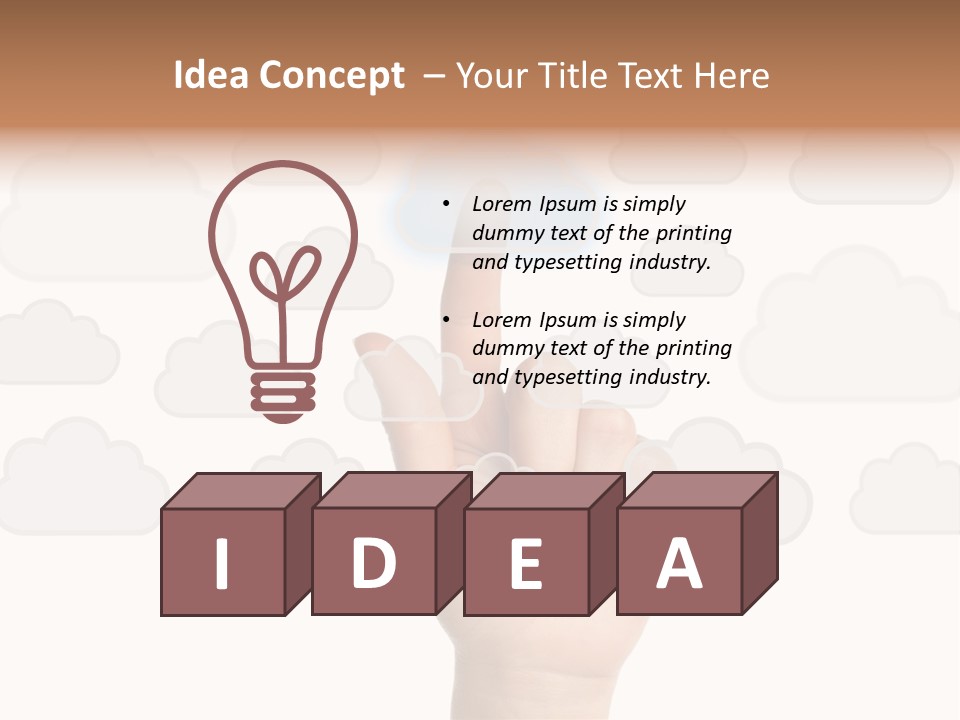 A Hand Pressing A Button On A Cloud Background PowerPoint Template