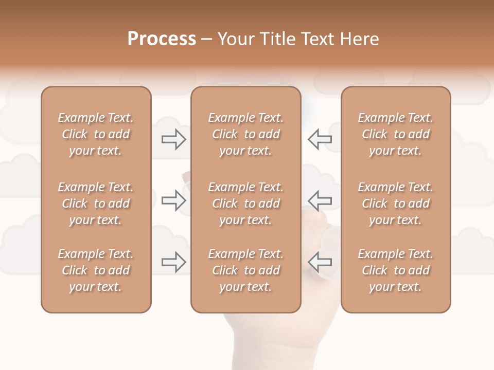 A Hand Pressing A Button On A Cloud Background PowerPoint Template
