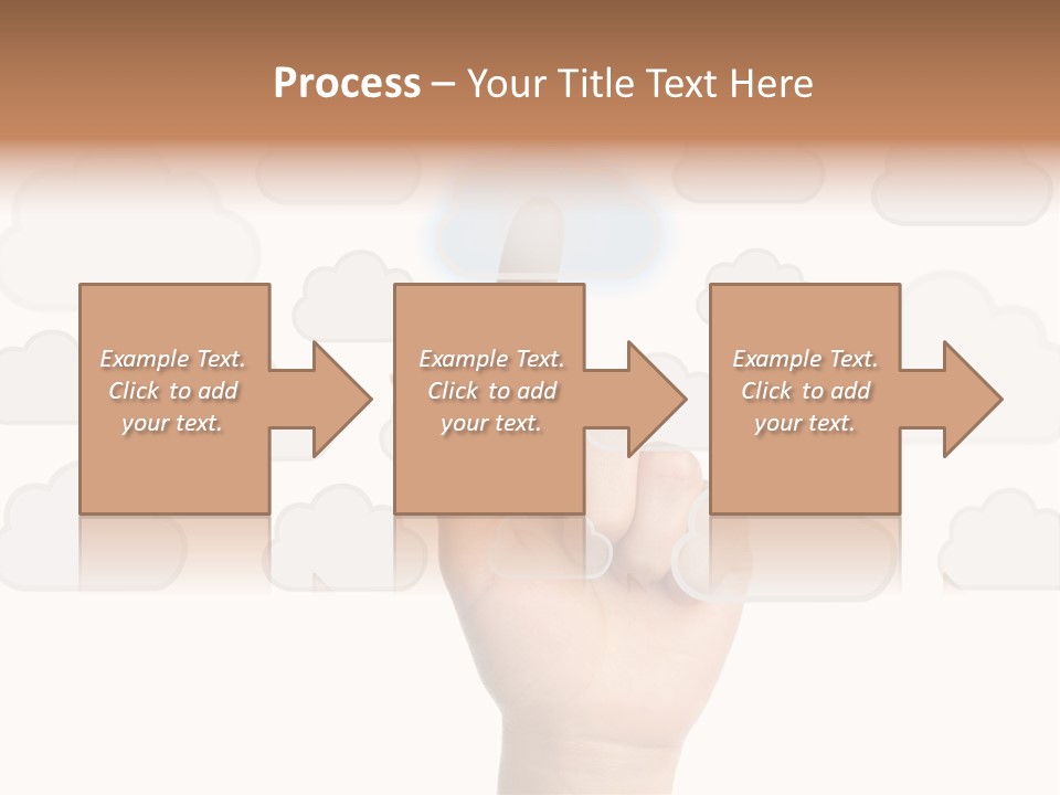 A Hand Pressing A Button On A Cloud Background PowerPoint Template