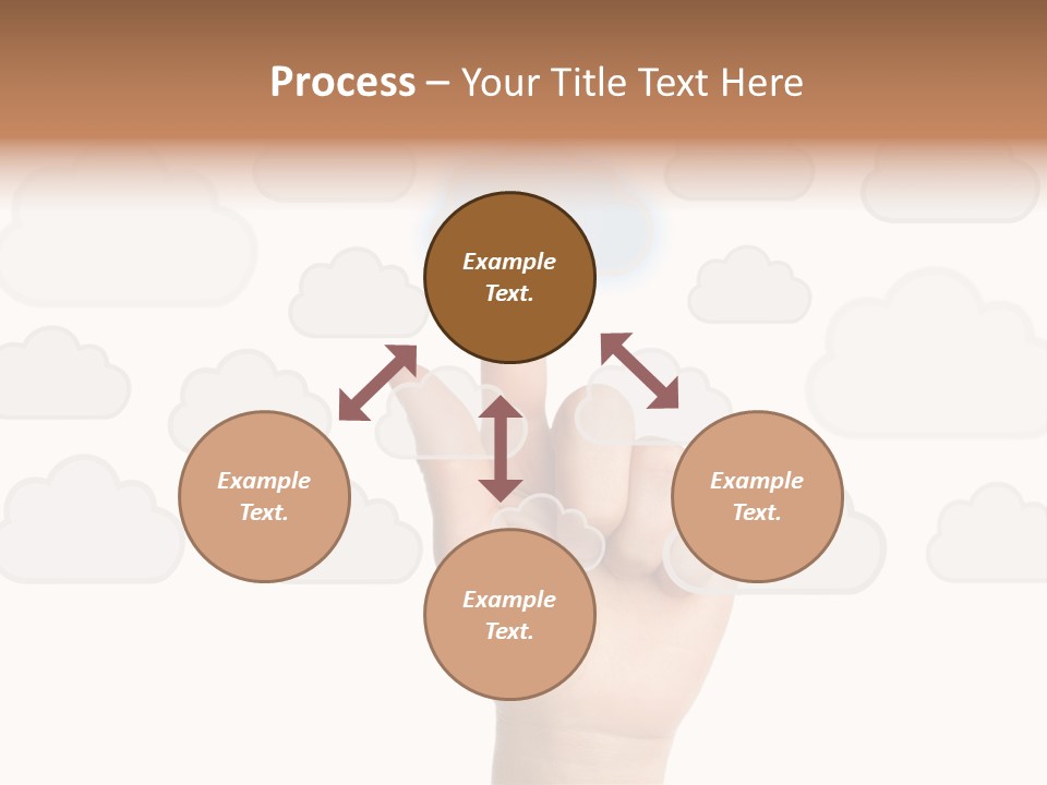 A Hand Pressing A Button On A Cloud Background PowerPoint Template